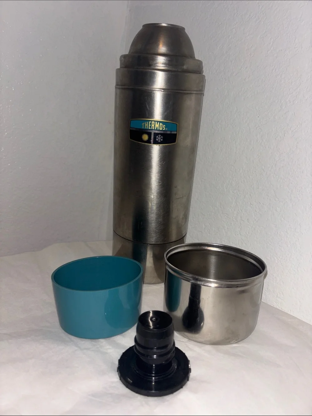 1970s Thermos Stainless Steel Vacuum Bottle Model 2460S Quart size
